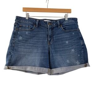 SONOMA Goods For Life Denim Shorts Women Size 14 Blue Star Print Cuffed